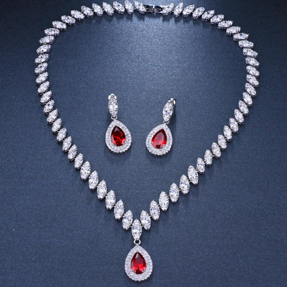 Women's Astonishing Zirconia Crystals Studded Necklace Set - dealskart.com.au