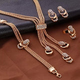 Shimmery Crystal Embellished Jewelry Set - Gold Finished - dealskart.com.au