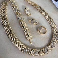 Liffly Bridal Collection Gold Finished Necklace Set - Crystal Studded - dealskart.com.au