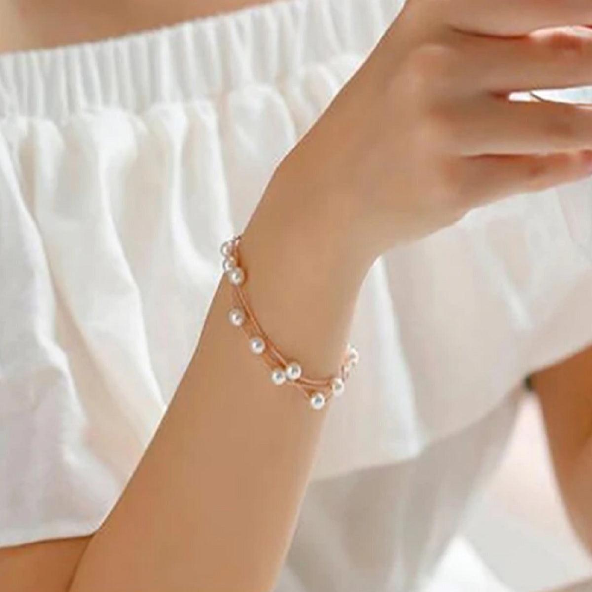 Minimalist Design Women's Necklace Set - Pearl Studded - dealskart.com.au