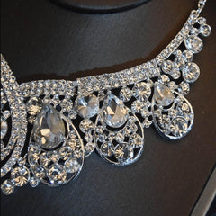 Women's Exquisite Silver Plated Necklace Set - With Tiara - dealskart.com.au