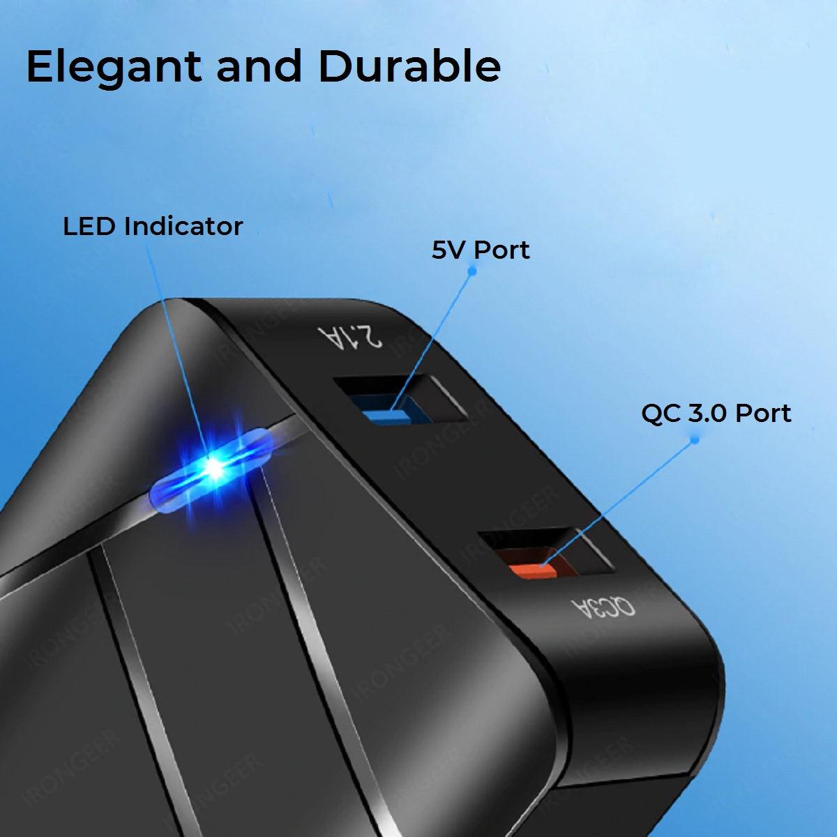 Dual Output Fast Charging USB Adapter - 28W Fast Charging - dealskart.com.au