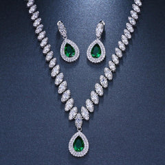 Women's Astonishing Zirconia Crystals Studded Necklace Set - dealskart.com.au