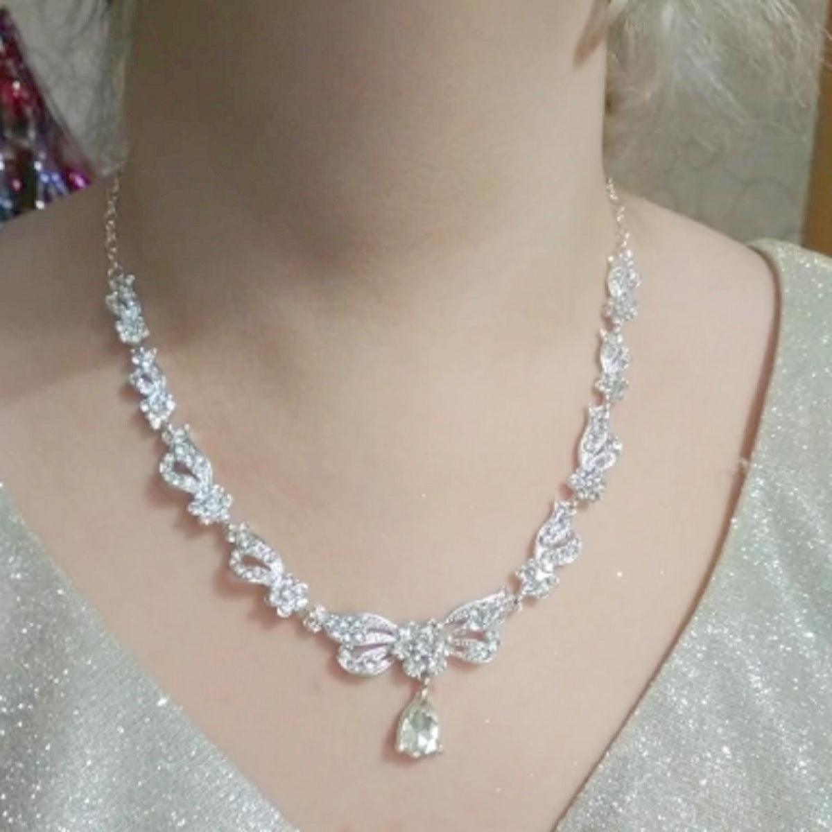 Premium Zirconia Crystal Studded Women's Necklace Set - dealskart.com.au