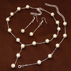 Women's Elegant Pearl Beaded Necklace Set - Chain Linked - dealskart.com.au