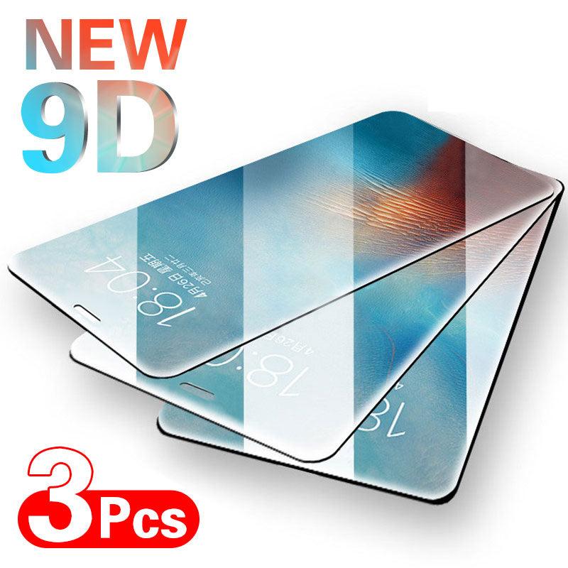 9D Tempered Glass Screen Protector - For Apple iPhone 6/7/8/X/11, 3 Pcs - dealskart.com.au