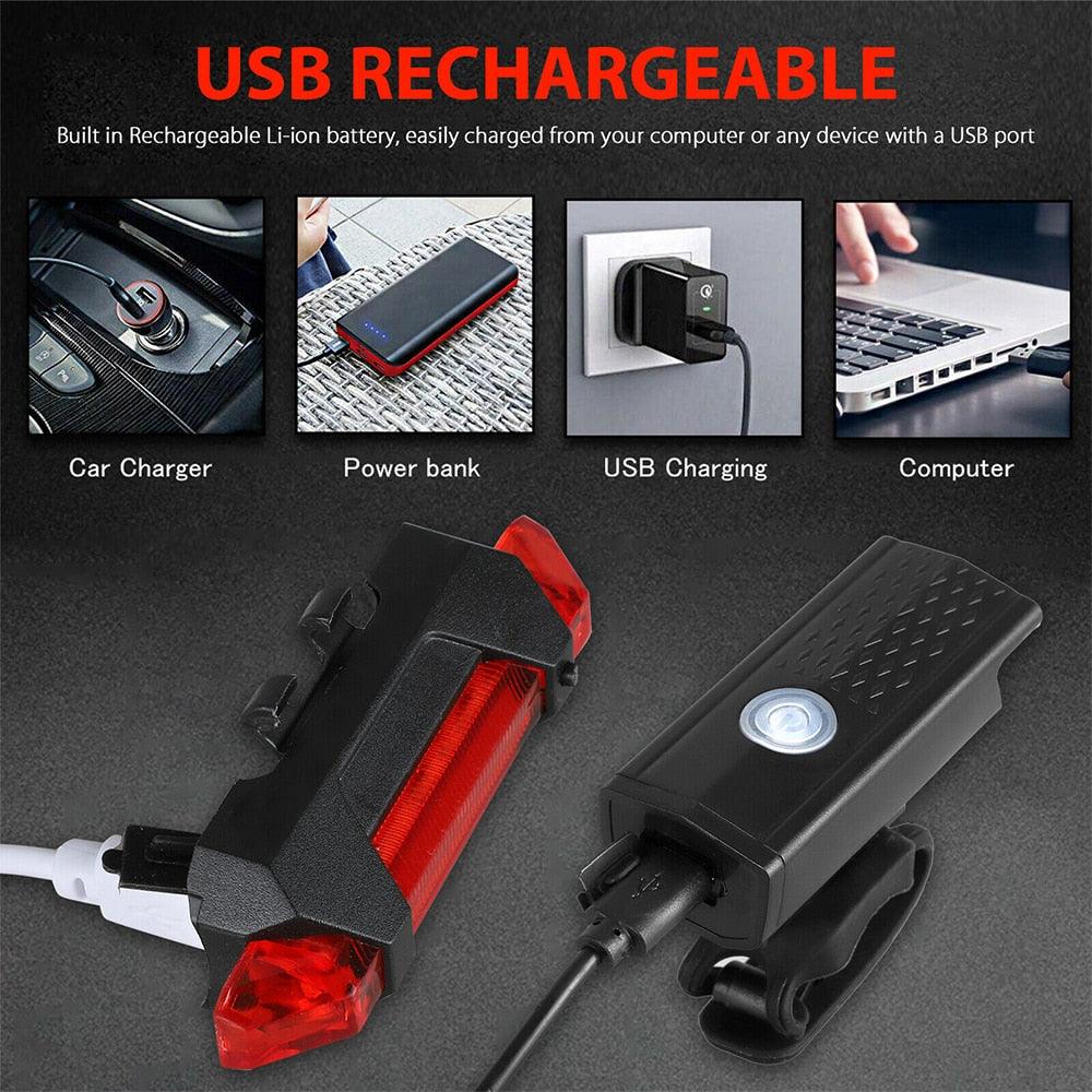 USB Rechargeable Waterproof Bike Flashlight Lamp - dealskart.com.au