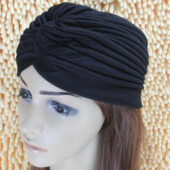 Women Swimming Cap Adjustable Long Hair Ears Turban Pleated Fabric Headwear Bathing Hat Yoga Caps - dealskart.com.au