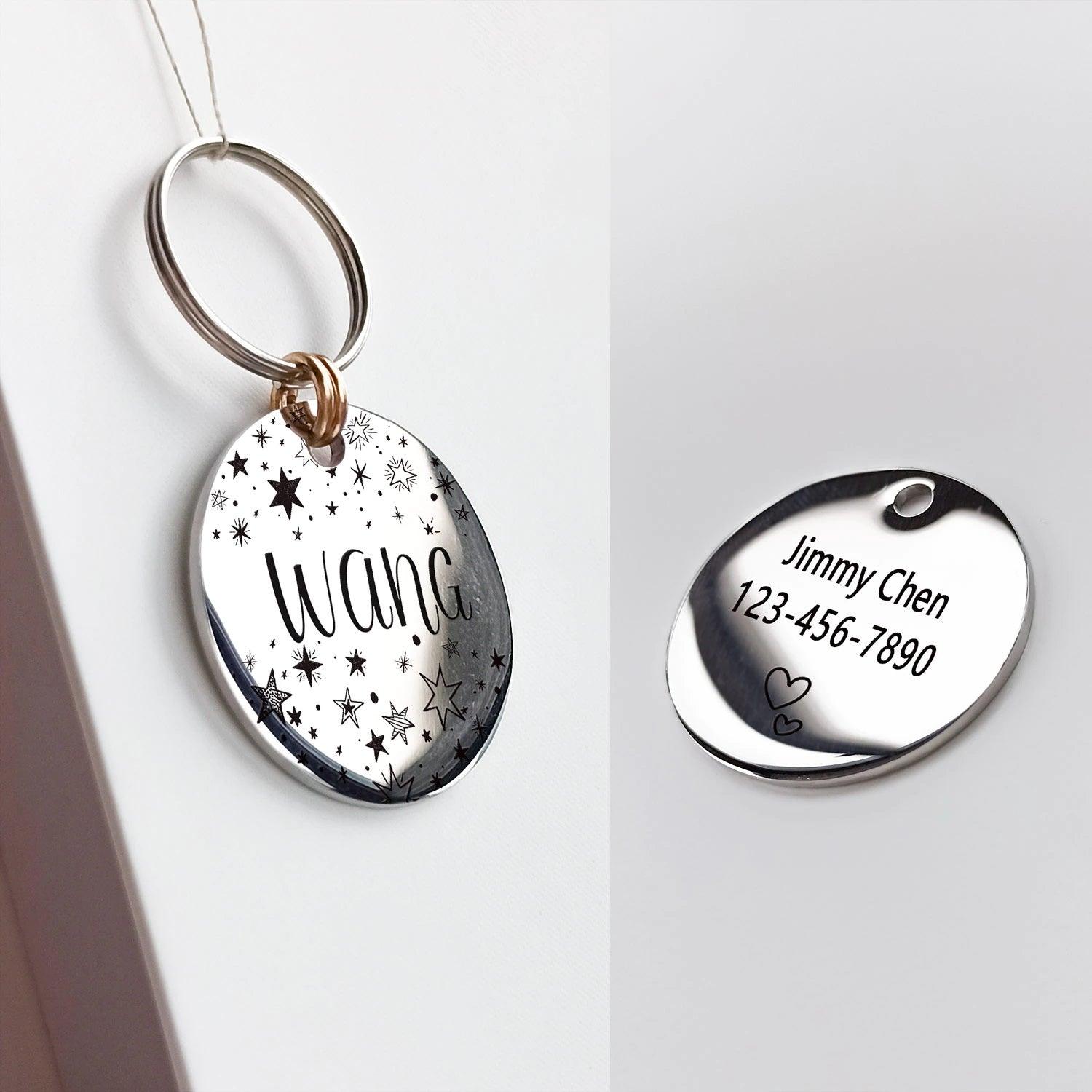 Personalised Artistic Font Double Sided Engraved Pet ID Tag - dealskart.com.au