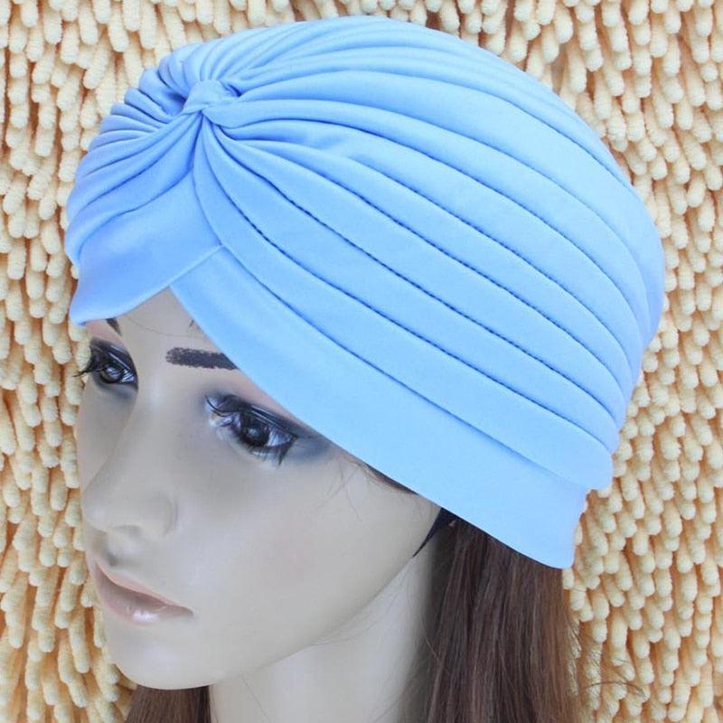 Women Swimming Cap Adjustable Long Hair Ears Turban Pleated Fabric Headwear Bathing Hat Yoga Caps - dealskart.com.au