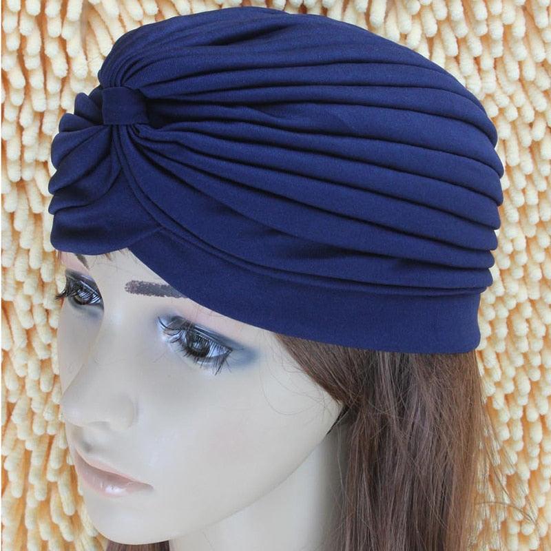 Women Swimming Cap Adjustable Long Hair Ears Turban Pleated Fabric Headwear Bathing Hat Yoga Caps - dealskart.com.au