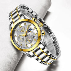 Lige Gold Creative Steel Wristwatch Bracelet for Women - dealskart.com.au