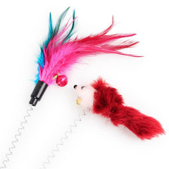 Pet Accessories- Cute Cat Interactive Spring Feather Toy - dealskart.com.au