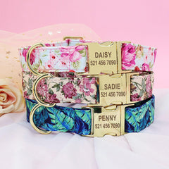 Cute Floral Prints Engravable Dog Collar Belts - dealskart.com.au