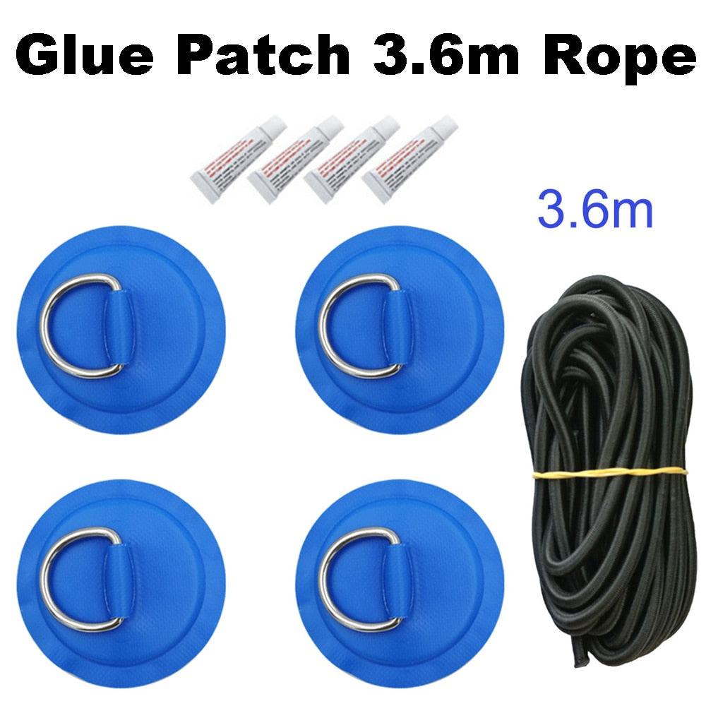 Surfboard Dinghy PVC Boat Patch D-Ring Ring Pad 5mm Bungee Rope Kit - dealskart.com.au