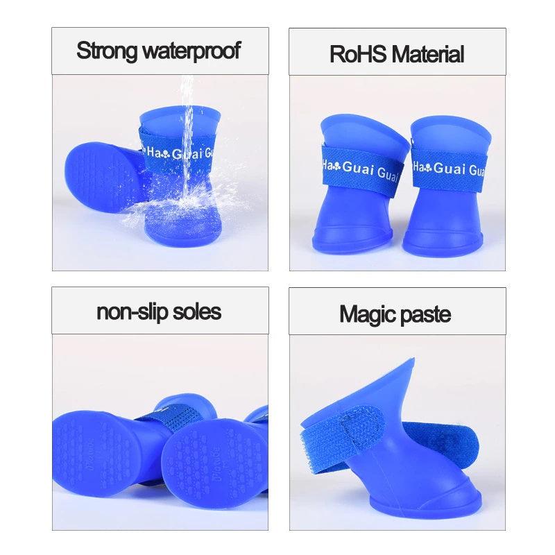 Pet Accessories- 4Pcs Rain Non-Slip Waterproof Multicolour Dog Boots - dealskart.com.au