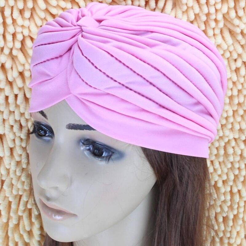 Women Swimming Cap Adjustable Long Hair Ears Turban Pleated Fabric Headwear Bathing Hat Yoga Caps - dealskart.com.au