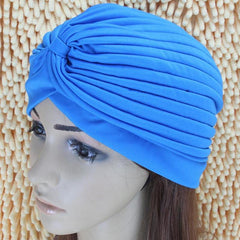 Women Swimming Cap Adjustable Long Hair Ears Turban Pleated Fabric Headwear Bathing Hat Yoga Caps - dealskart.com.au