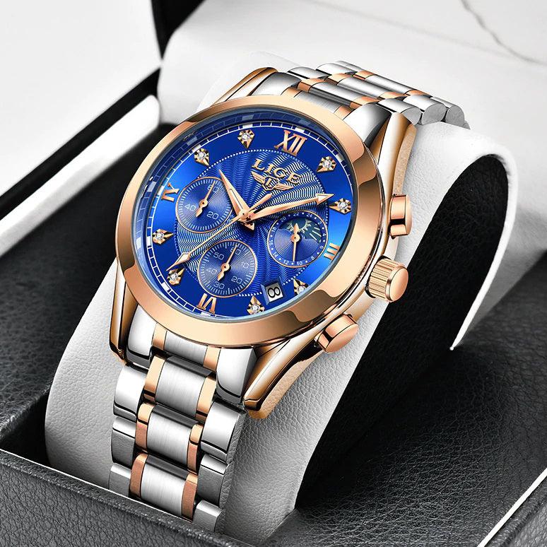 Lige Gold Creative Steel Wristwatch Bracelet for Women - dealskart.com.au