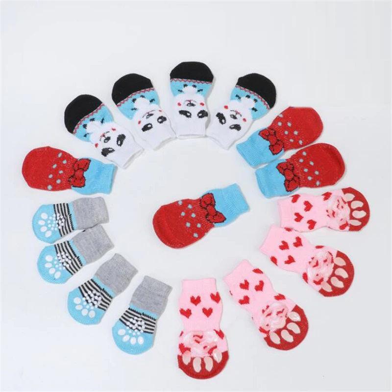 Pet Accessories- 4Pcs/Set Winter Wear Anti-Slip Cotton Socks for Pets - dealskart.com.au