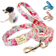 Cute Floral Prints Engravable Dog Collar Belts - dealskart.com.au