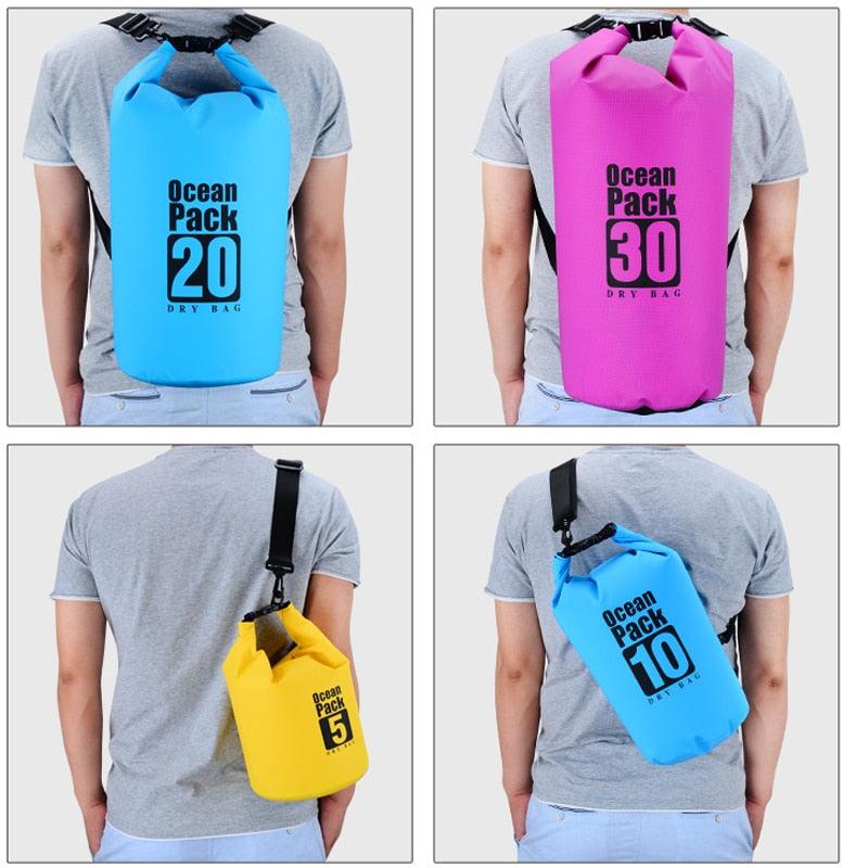 PVC Waterproof Bag 5L 10L 20L Outdoor Swimming Bag Diving Compression Storage Dry Bag For Man Women Kayaking Backpack - dealskart.com.au