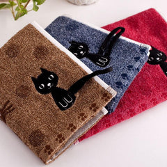 Cute Cat 100% Cotton Solid Face Towel Hand Towel For Adults Fast Drying Soft Thick Absorbent With Hanging Loop Travel Towels - dealskart.com.au