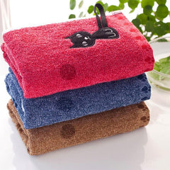 Cute Cat 100% Cotton Solid Face Towel Hand Towel For Adults Fast Drying Soft Thick Absorbent With Hanging Loop Travel Towels - dealskart.com.au