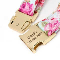 Cute Floral Prints Engravable Dog Collar Belts - dealskart.com.au