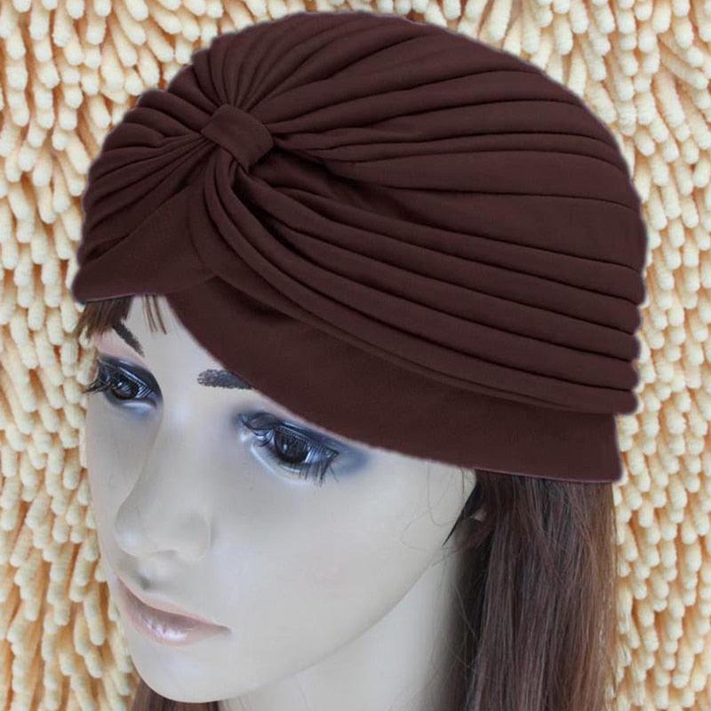 Women Swimming Cap Adjustable Long Hair Ears Turban Pleated Fabric Headwear Bathing Hat Yoga Caps - dealskart.com.au