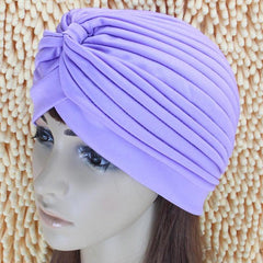 Women Swimming Cap Adjustable Long Hair Ears Turban Pleated Fabric Headwear Bathing Hat Yoga Caps - dealskart.com.au