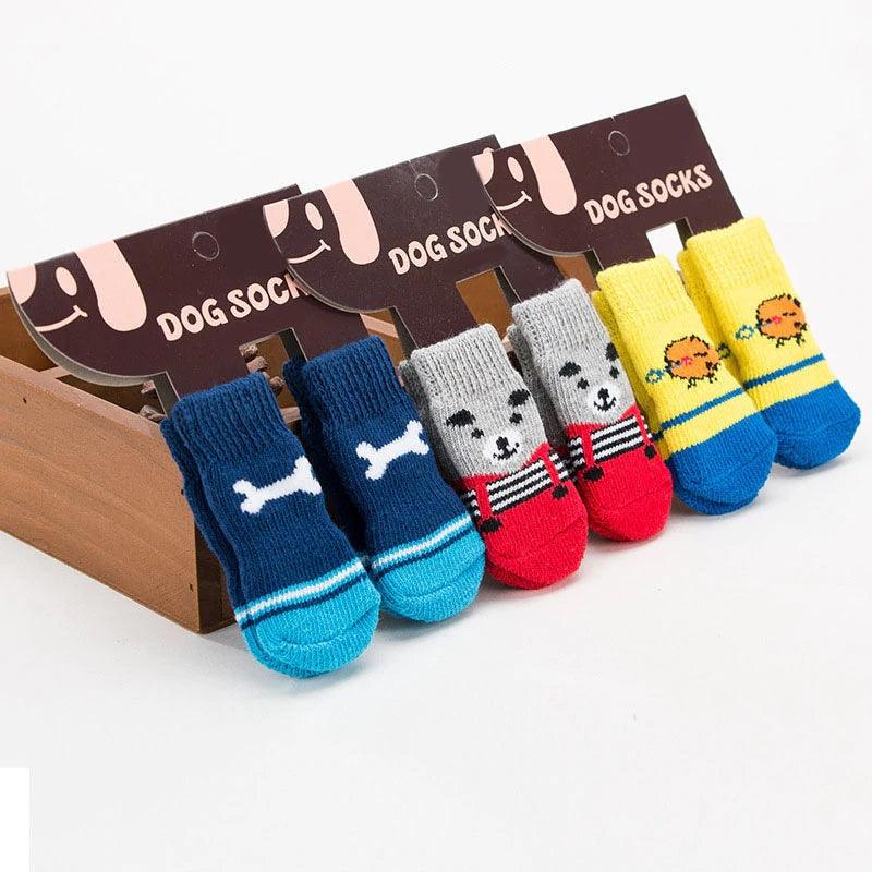 Pet Accessories- 4PCs Cute Print Soft Pet Knit Socks - dealskart.com.au