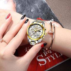 Lige Gold Creative Steel Wristwatch Bracelet for Women - dealskart.com.au