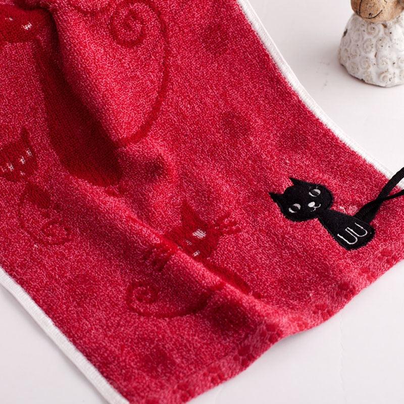 Cute Cat 100% Cotton Solid Face Towel Hand Towel For Adults Fast Drying Soft Thick Absorbent With Hanging Loop Travel Towels - dealskart.com.au