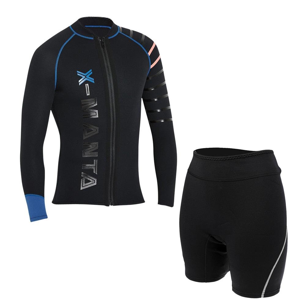 Dive & Sail Men's 3mm Diving Wetsuit - Long Sleeve Jacket and Pants Set - dealskart.com.au