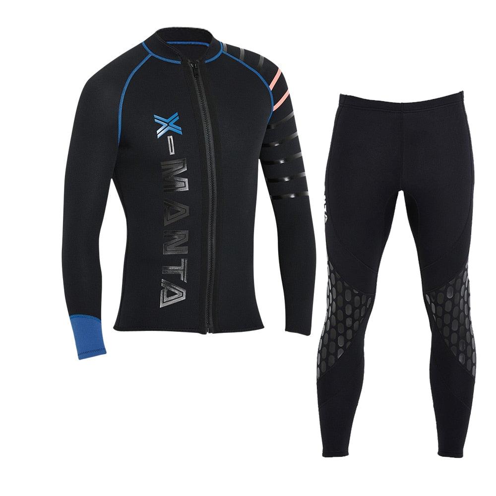 Dive & Sail Men's 3mm Diving Wetsuit - Long Sleeve Jacket and Pants Set - dealskart.com.au