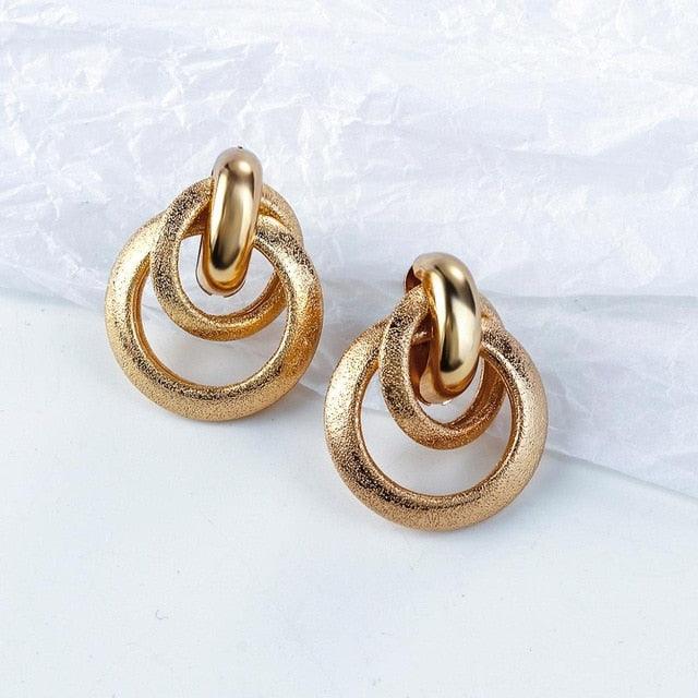 Aensoa Women's Drop Tassled Gold Finished Earrings - Zinc Alloy - dealskart.com.au