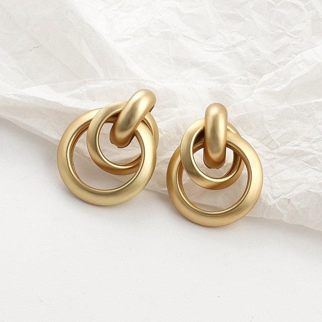 Aensoa Women's Drop Tassled Gold Finished Earrings - Zinc Alloy - dealskart.com.au