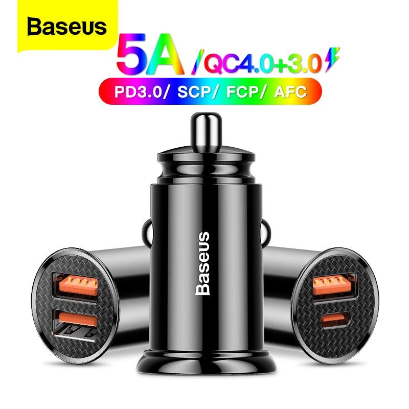 Baseus USB Car Charger 4.0 3.0 For iPhone Xiaomi Mobile Phone - dealskart.com.au