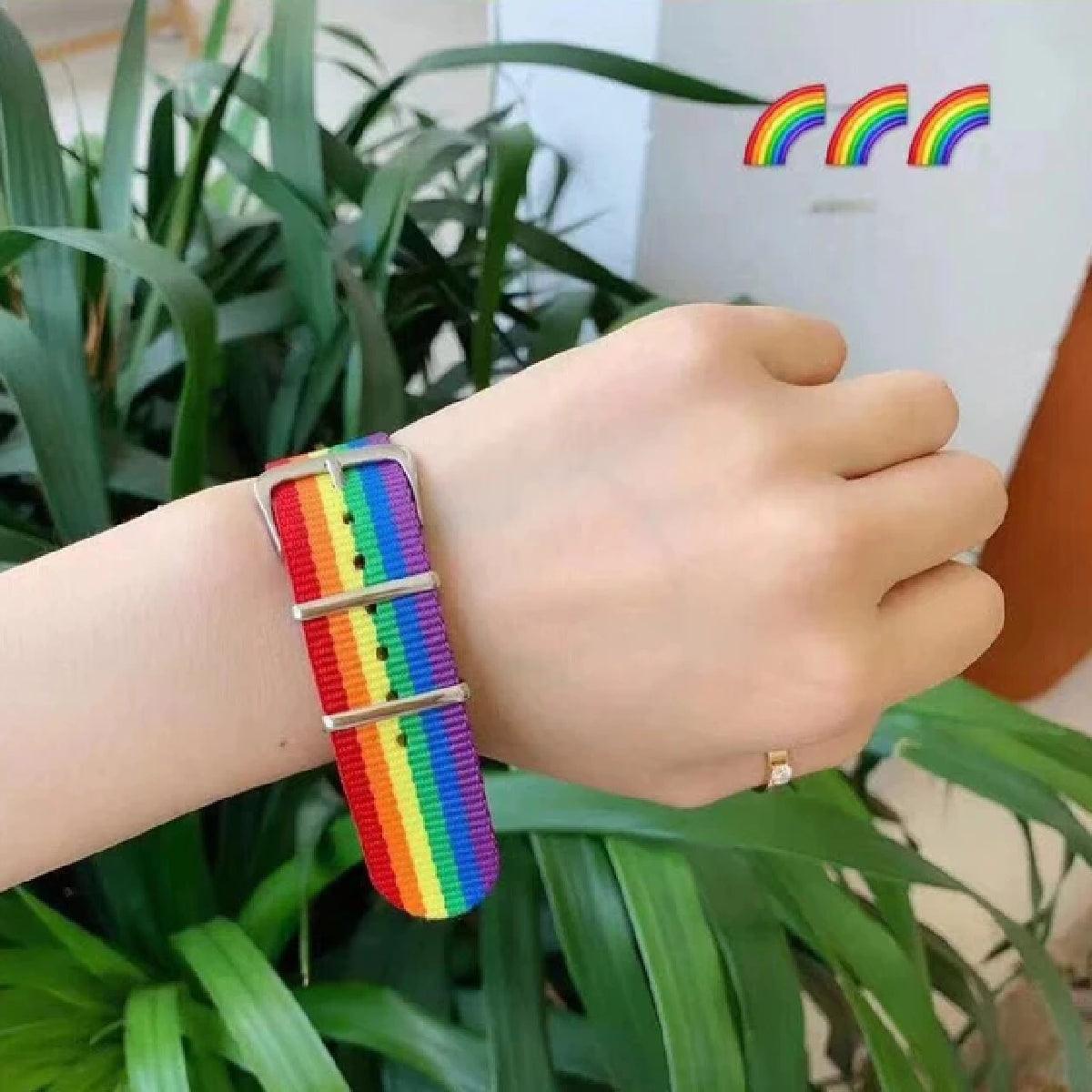Charm Rainbow Pattern Strap Wristband - Adjustable, Minimalist Design - dealskart.com.au