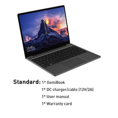 Chuwi GemiBook 13 inch Laptop - Intel Celeron Quad Core, 2K IPS Screen, LPDDR4X 12GB, 256GB SSD, Backlit Keyboard, Windows 10 - dealskart.com.au