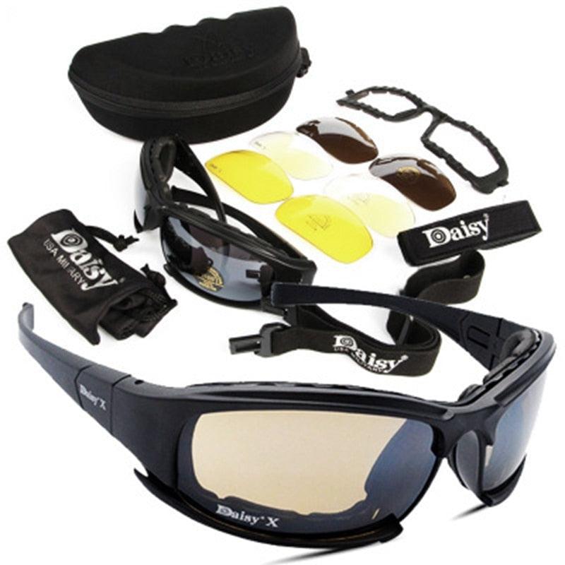 Daisy Polarized Tactical Sunglasses - 4 Lenses, UV Protection, Extendable - dealskart.com.au