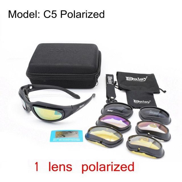 Daisy Polarized Tactical Sunglasses - 4 Lenses, UV Protection, Extendable - dealskart.com.au