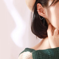 DW 1 PC Ear Clip Long Tassel Earrings for Women 2020 Zircon Ear Cuff Earring Ear Line Fashion Jewelry Gift - dealskart.com.au