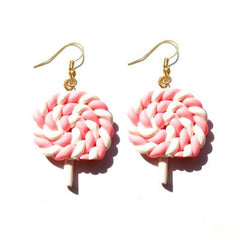 Earring For Women Resin Lollipop Drop Earrings Children Jewelry Custom Made Handmade Cute Girls Cotton Candy Gift - dealskart.com.au