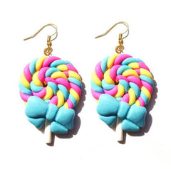 Earring For Women Resin Lollipop Drop Earrings Children Jewelry Custom Made Handmade Cute Girls Cotton Candy Gift - dealskart.com.au