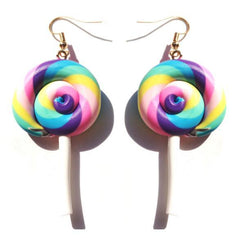 Earring For Women Resin Lollipop Drop Earrings Children Jewelry Custom Made Handmade Cute Girls Cotton Candy Gift - dealskart.com.au