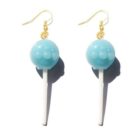 Earring For Women Resin Lollipop Drop Earrings Children Jewelry Custom Made Handmade Cute Girls Cotton Candy Gift - dealskart.com.au