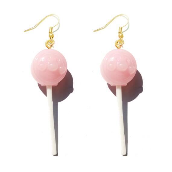 Earring For Women Resin Lollipop Drop Earrings Children Jewelry Custom Made Handmade Cute Girls Cotton Candy Gift - dealskart.com.au