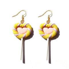 Earring For Women Resin Lollipop Drop Earrings Children Jewelry Custom Made Handmade Cute Girls Cotton Candy Gift - dealskart.com.au